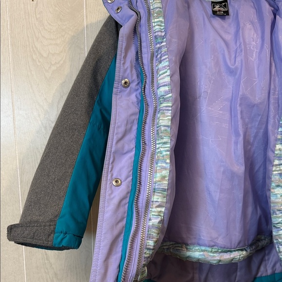 Teal and Gray Kids Winter Jacket, Double Jacket- S 7/8 - Picture 6 of 6